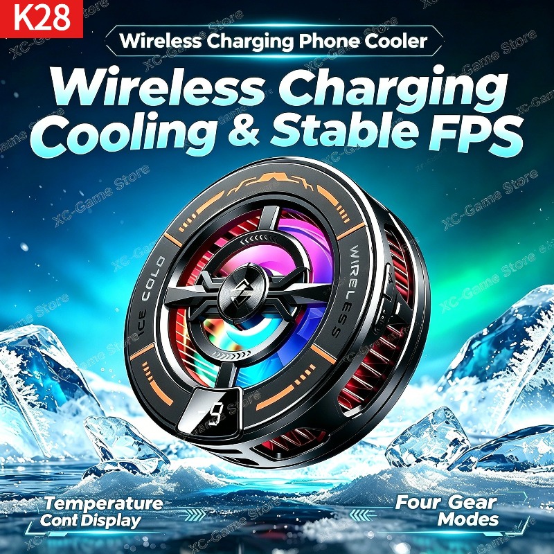 Gaming Accessories Phone - K28 ตัวทำความเย็นโทรศัพท์แบบแม่เหล็กเซมิคอนดักเตอร์พร้อมเครื่องชาร์จเร็วแบบไร้สายอุปกรณ์เสริมสำหรับเล่นเกมสำหรับไอโฟน แม็กเซฟ แอนดรอยด์