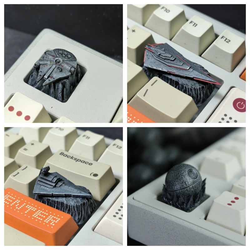 Gaming Accessories To 3D Print - คีย์แคปเรซิ่น 3 มิติ งานแฮนด์เมด รูปดาวแห่งความตาย สำหรับคีย์บอร์ดเกมมิ่งแบบกลไก