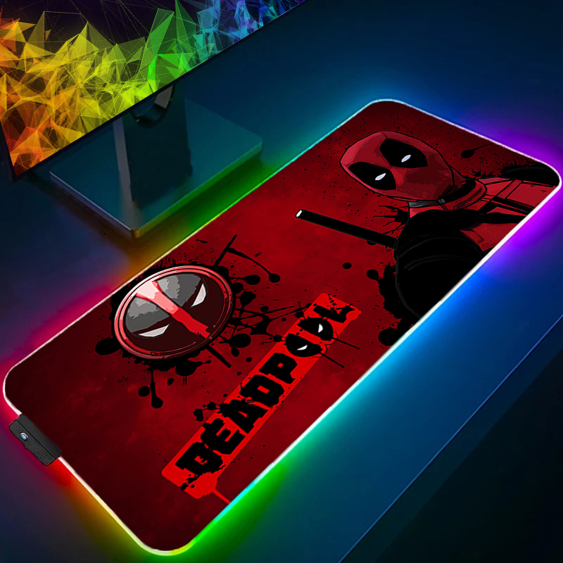 Gaming Accessories Gamer - แผ่นรองเมาส์ LED สำหรับเล่นเกม พร้อมไฟแบ็คไลท์ ขอบล็อค ลายอนิเมะ