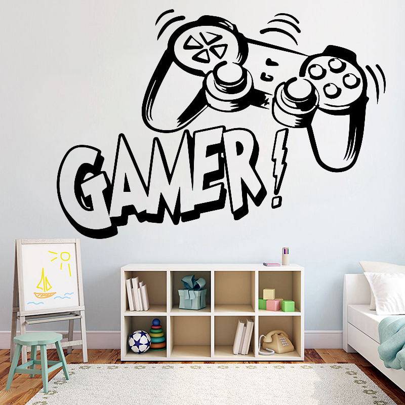 Gaming Accessories Wall - สติ๊กเกอร์ติดผนังสําหรับห้องเด็กวิดีโอเกมสติ๊กเกอร์ติดผนังสําหรับห้องนอนเด็ก PVC Wall Art ภาพจิตรกรรมฝาผนัง PS4