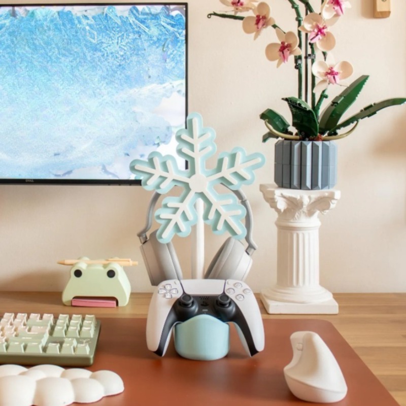 Gaming Accessories To 3D Print - ขาตั้งหูฟังรูปเกล็ดหิมะ พิมพ์ 3 มิติ น่ารัก ที่เก็บหูฟัง