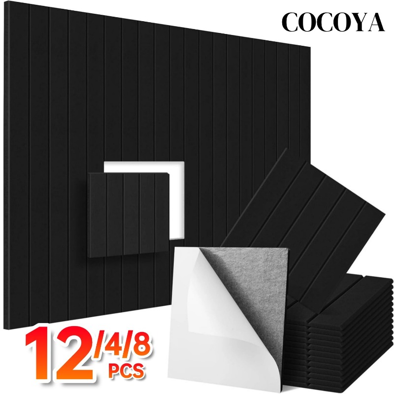 Gaming Accessories Wall - สแควร์สติ๊กเกอร์ติดผนัง Felt แผงอะคูสติกสําหรับโฮมออฟฟิศสตูดิโอพื้นหลังแนวตั้ง Stripe Soundproof ผนังแผง