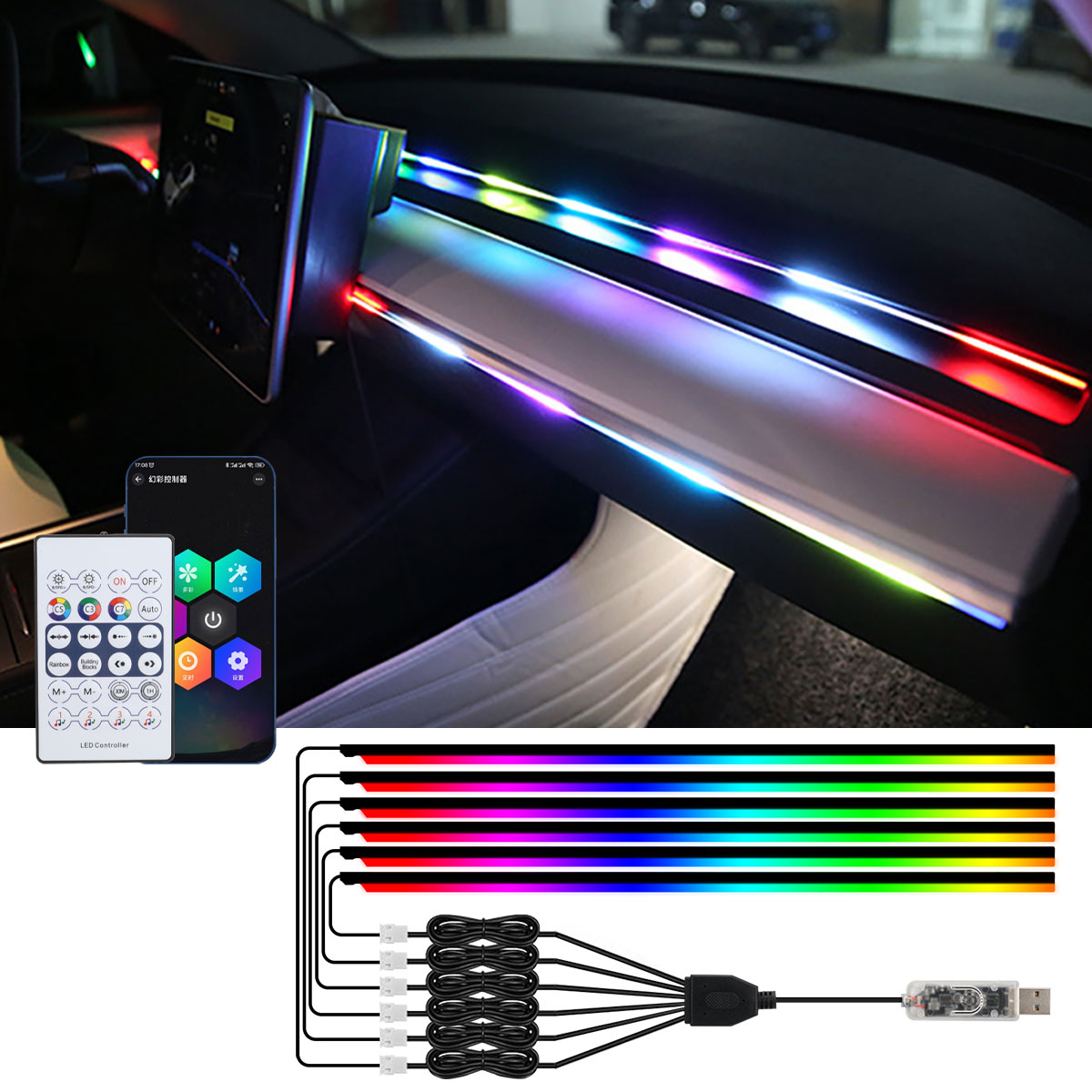 Rgb Hub Sync - 6/10 ใน 1 รถ LED Ambient