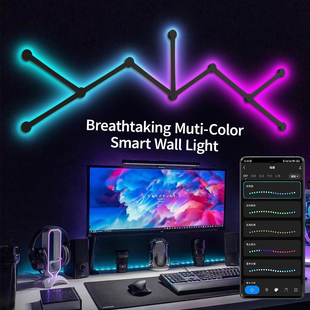 Gaming Accessories Wall - LED สมาร์ทโคมไฟติดผนัง RGBIC Light Bar DIY