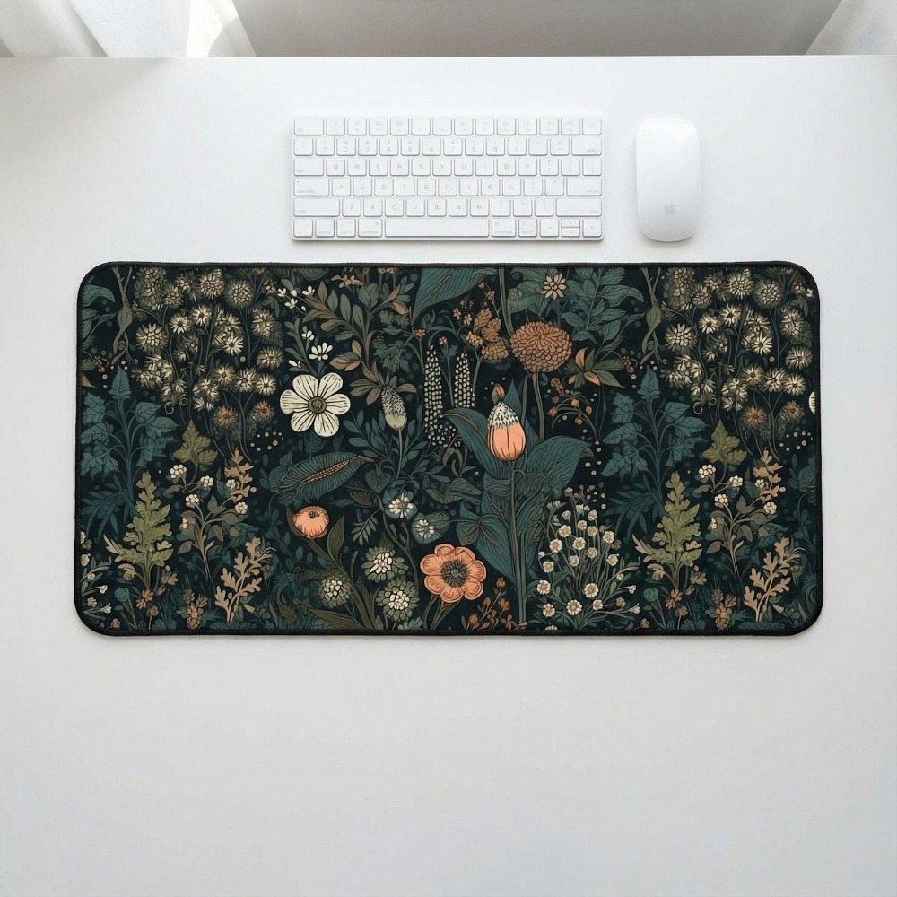 Vintage Gaming Accessories - แผ่นรองเม้าส์ลายดอกไม้สไตล์คอทเทจคอร์, แผ่นรองโต๊ะลายพฤกษศาสตร์, แผ่นรองเม้าส์สไตล์วินเทจ, อุปกรณ์เสริมสำหรับเล่นเกม แผ่นรองเม้าส์แบบมืออาชีพ