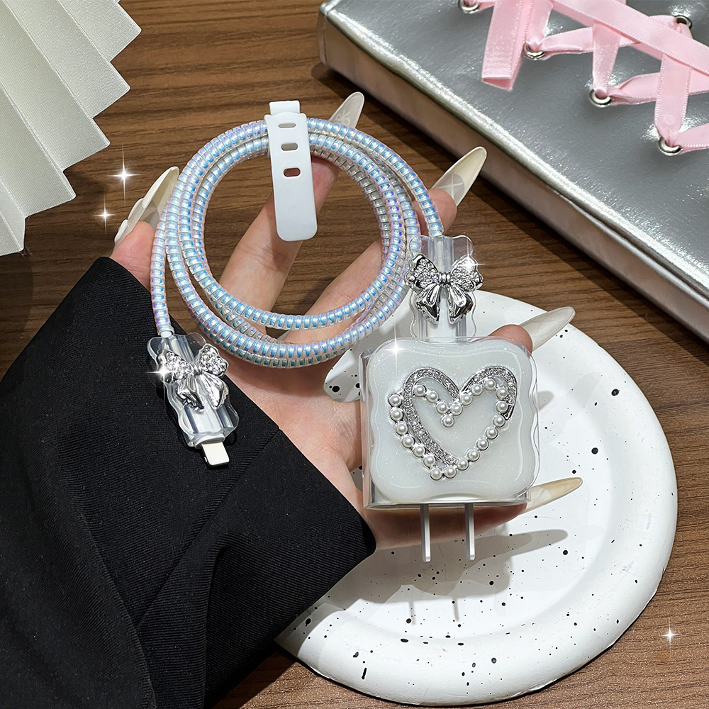 Sleeved Cable Kit - เคสป้องกันสายชาร์จแบบใส 3 มิติ ลายไข่มุก น่ารัก สำหรับ