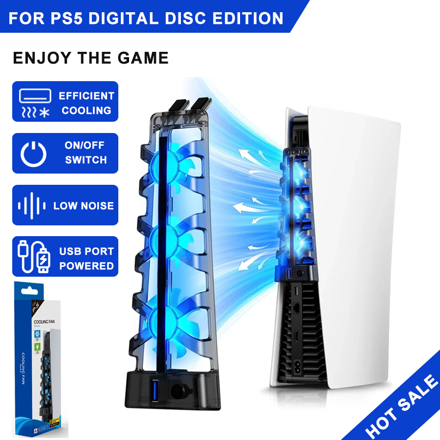 Gaming Accessories Ps5 - สำหรับ PS5 พัดลมระบายความร้อนทั้งแบบดิสก์และดิจิทัล พร้อมไฟ LED สำหรับ