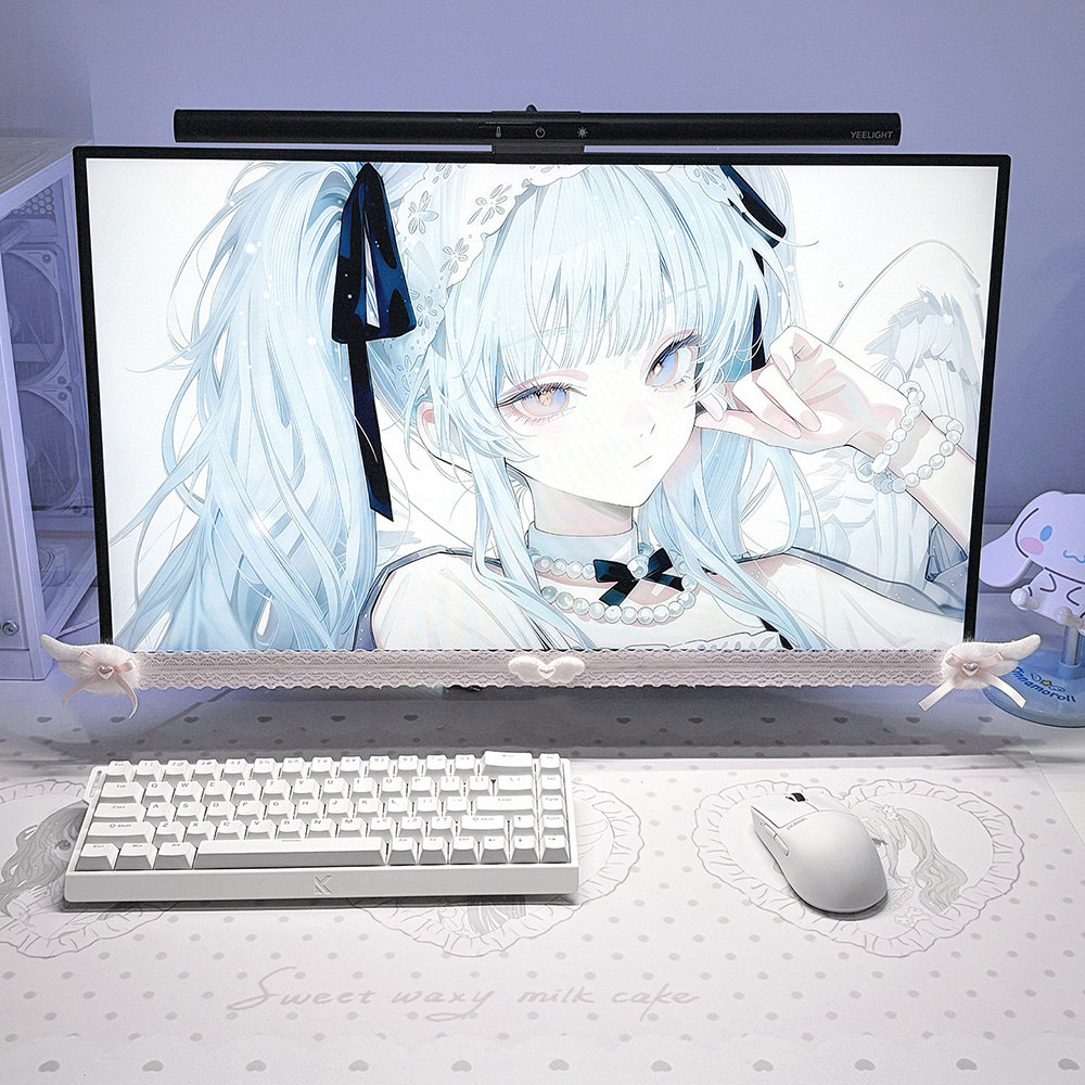 แผ่นตกแต่งหน้าจอสีขาวลายลูกไม้ - Gaming Accessories Kawaii บทวิจารณ์และราคา