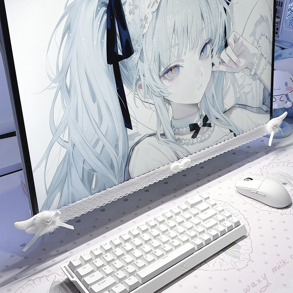 แผ่นตกแต่งหน้าจอสีขาวลายลูกไม้ - Gaming Accessories Kawaii บทวิจารณ์และราคา