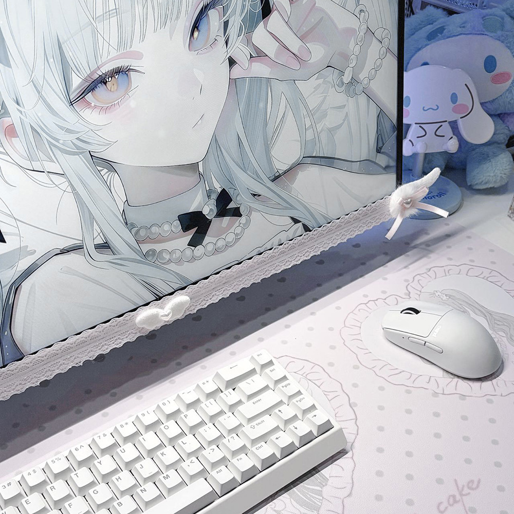 แผ่นตกแต่งหน้าจอสีขาวลายลูกไม้ - Gaming Accessories Kawaii บทวิจารณ์และราคา